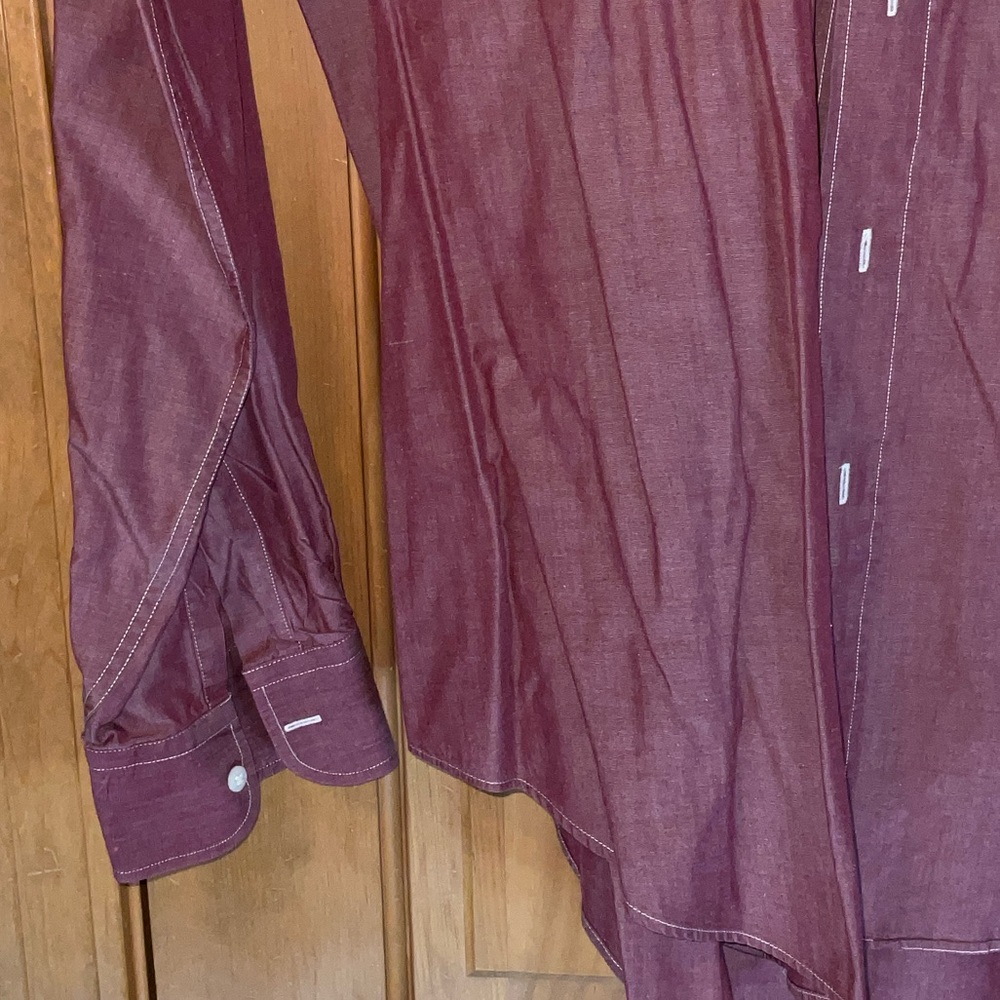 Yves Saint Laurent Men's Deep Red Dress Shirt 15.5 - Picture 4 of 10